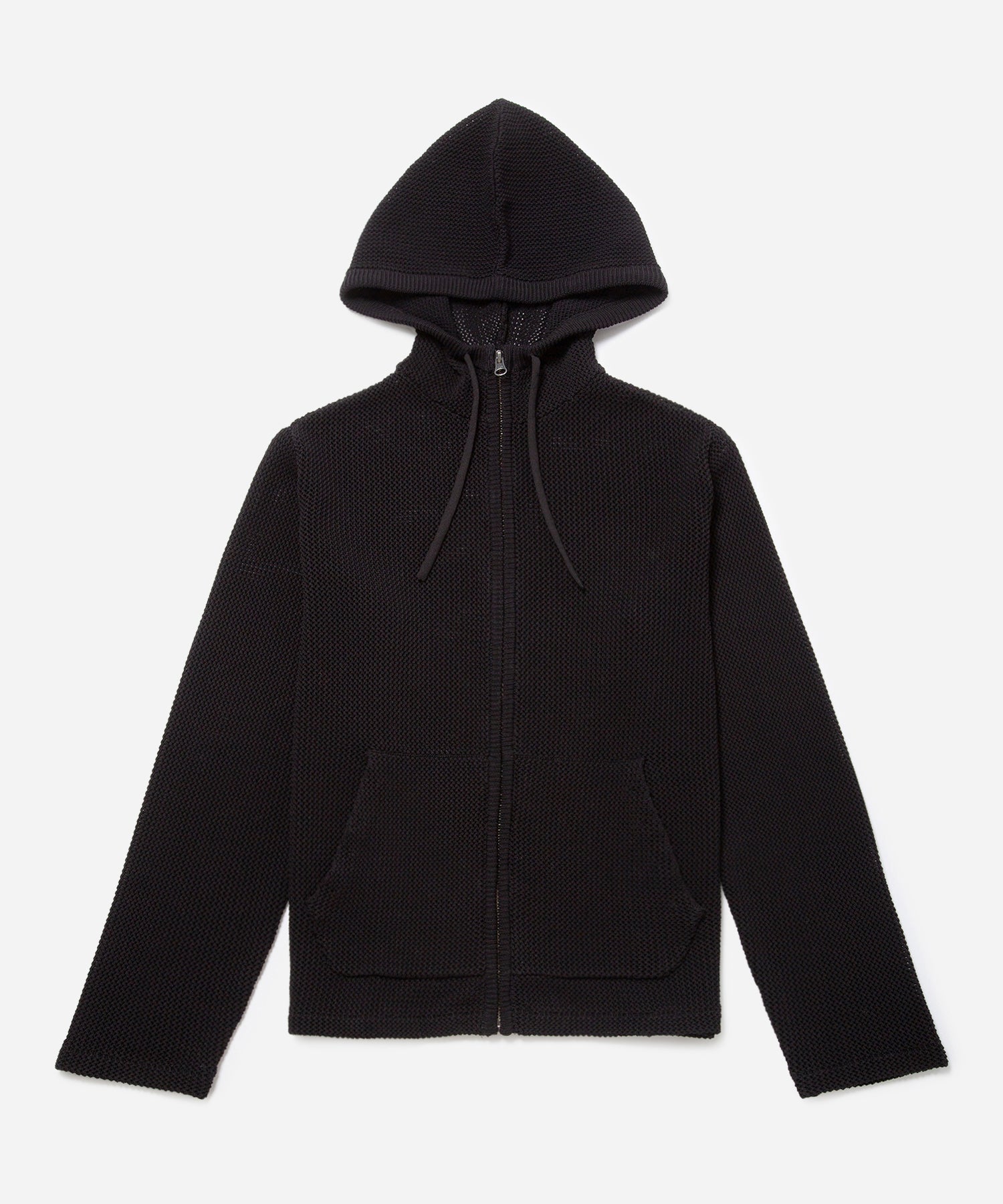 Knitted black hoodie hotsell